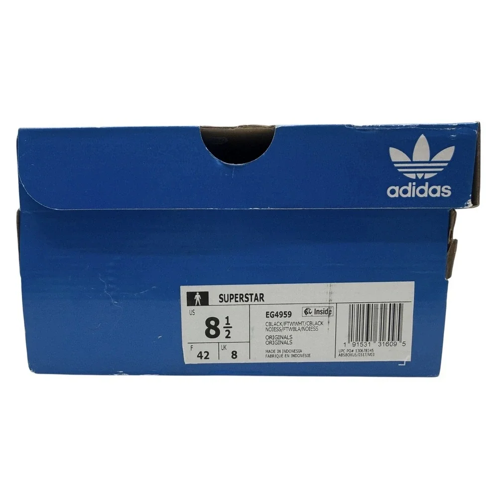 Adidas Originals Superstar EG4959 Black White Men's Size 8.5 Sneakers New w/ Box